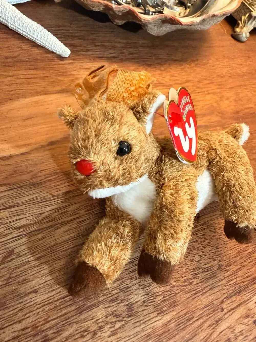 Ty Jingle Beanies Roxie The Reindeer Christmas Ornament Plush